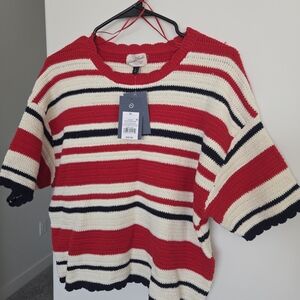 Universal Thread Red and Cream Striped Sweater Top